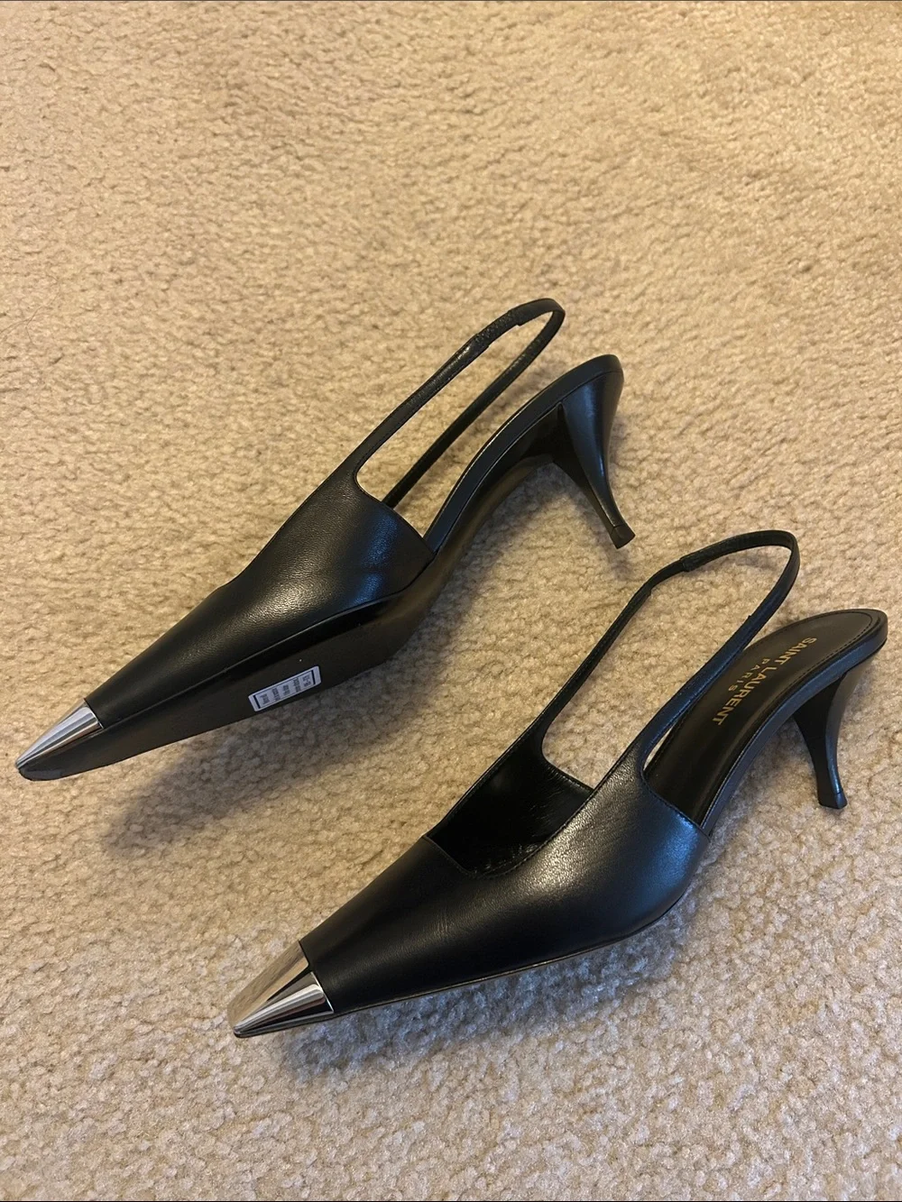 Saint Lauren black slingback pump 37 - Picture 2 of 5